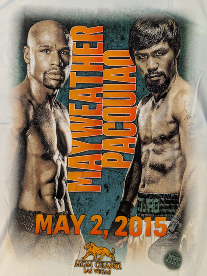 May 2, 2015 Floyd Mayweather vs. Manny Pacquiao Picture T-Shirt (2) (White)
