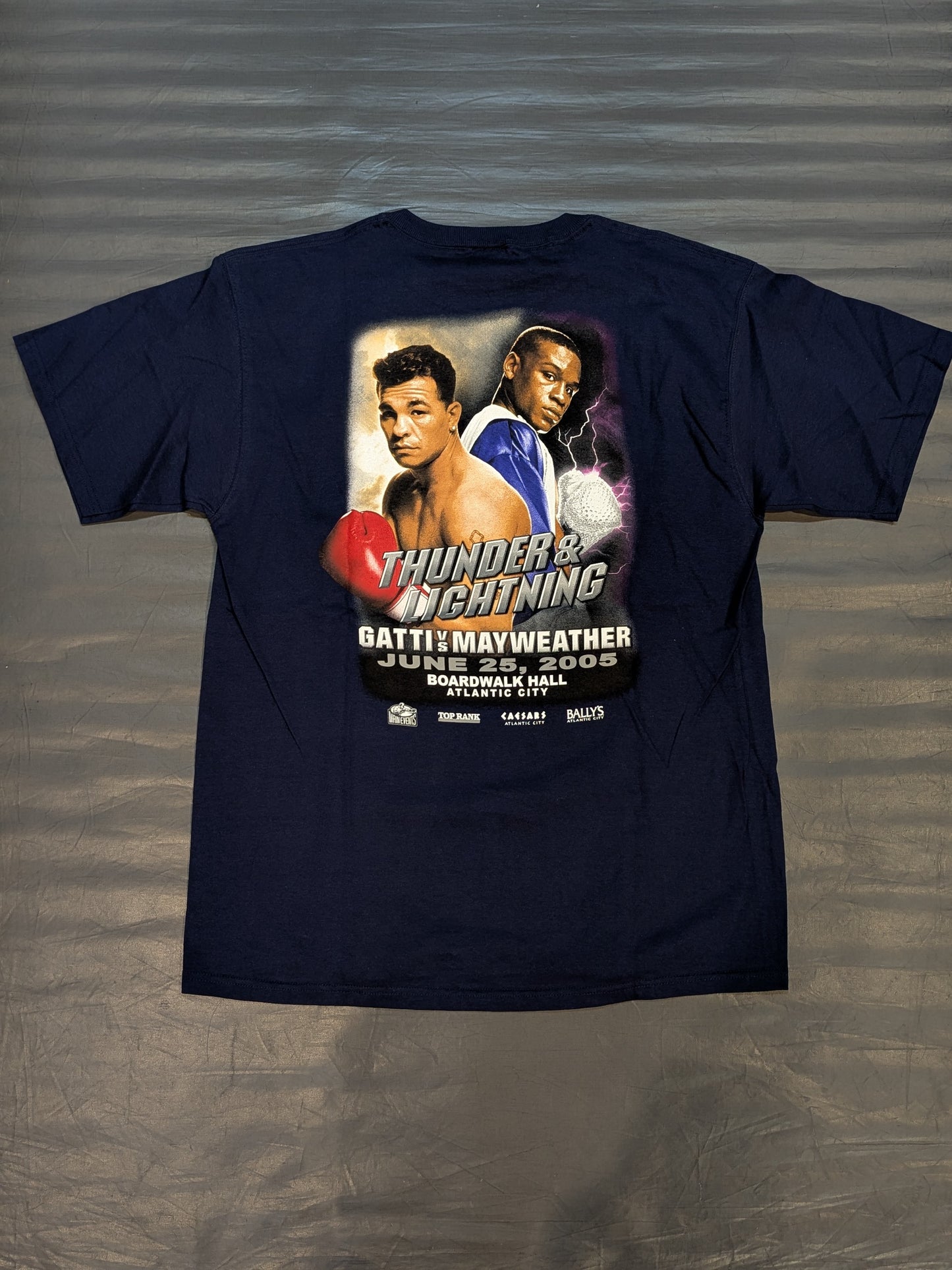 June 25, 2005 Floyd Mayweather vs. Arturo Gatti Picture T-Shirt (Navy)