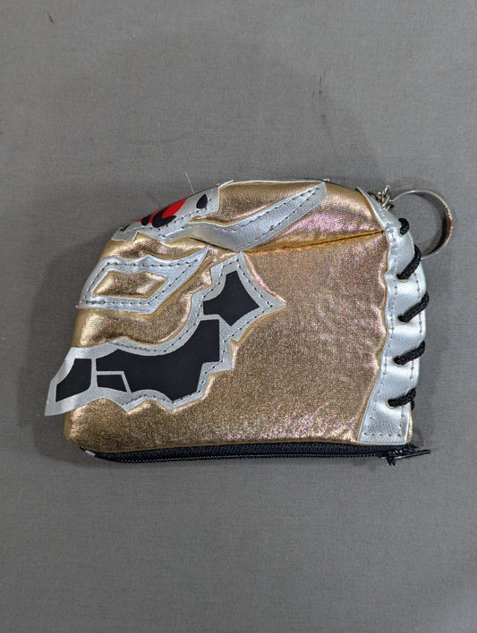 BUSHI  Mask Coin Case & Keychain (Black, × Gold)