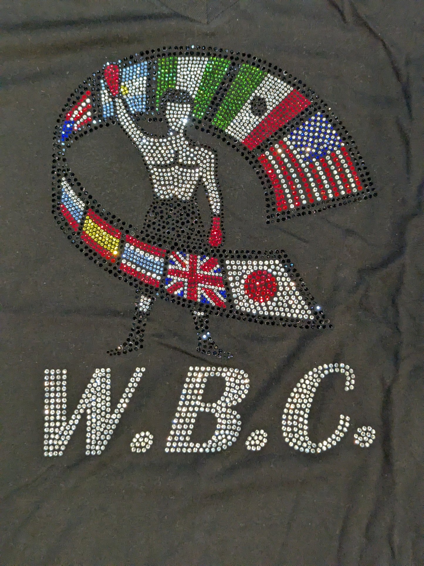 WBC ラインストーン装飾VネックTシャツ①(ブラック)