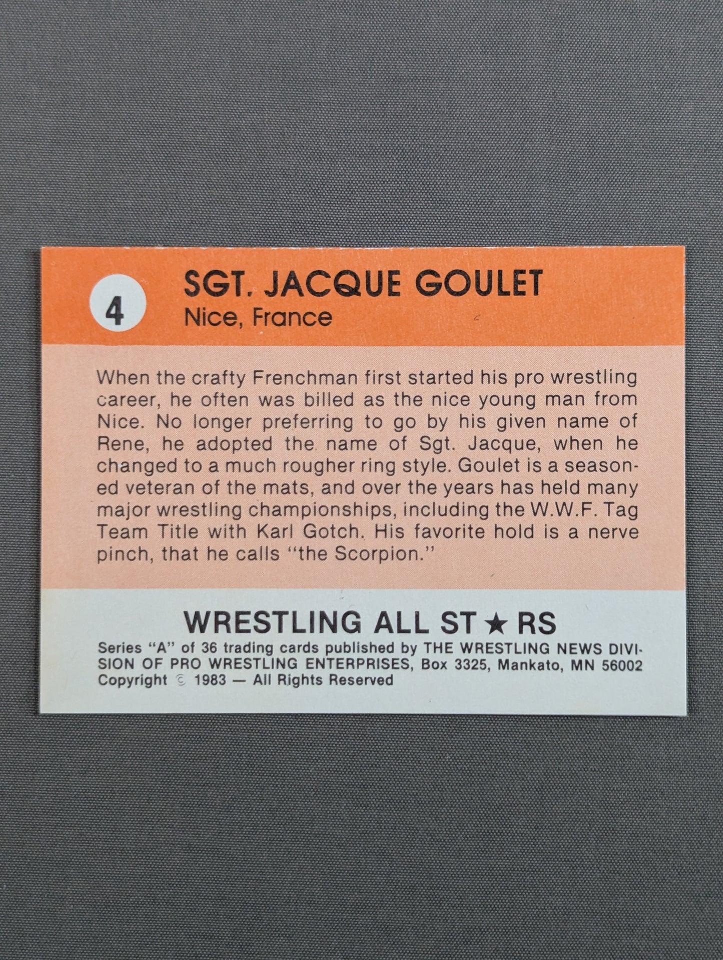 ★1983 WRESTLING ALL STARS Series A★ サージェント・ジャック・グレイ
