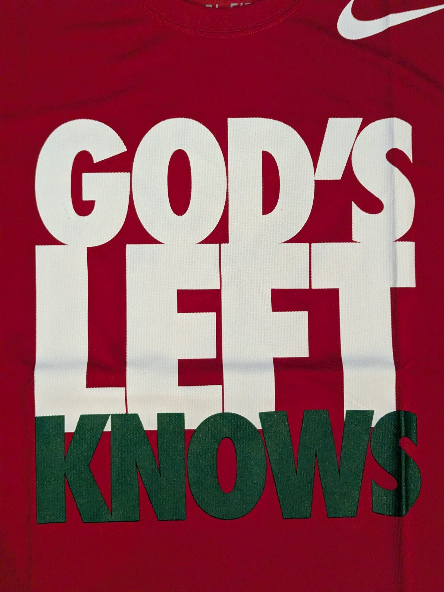 山中慎介「GOD'S LEFT KNOWS」ドライTシャツ(レッド)