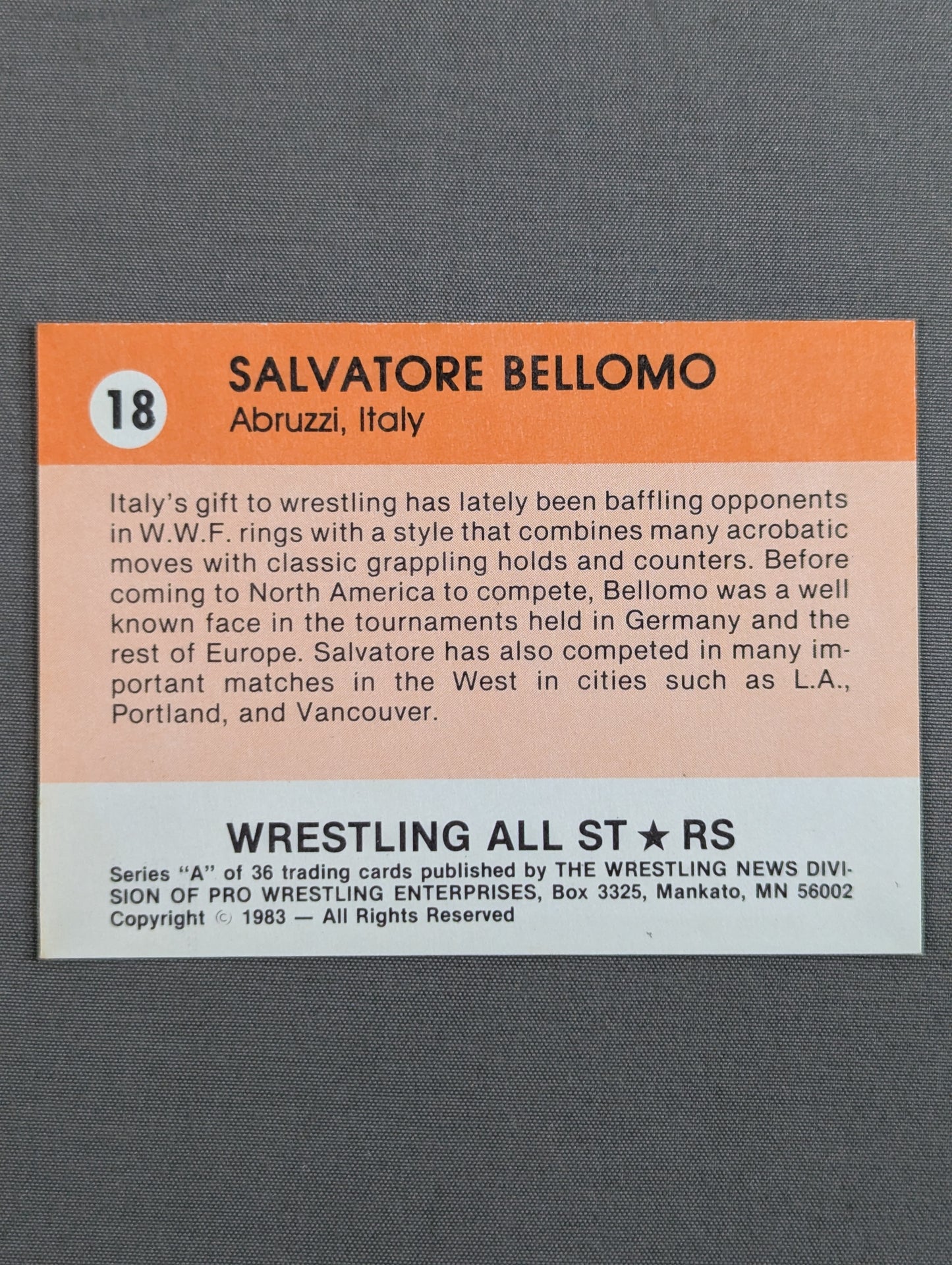 ★1983 WRESTLING ALL STARS Series A★ サルバトーレ・ベロモ