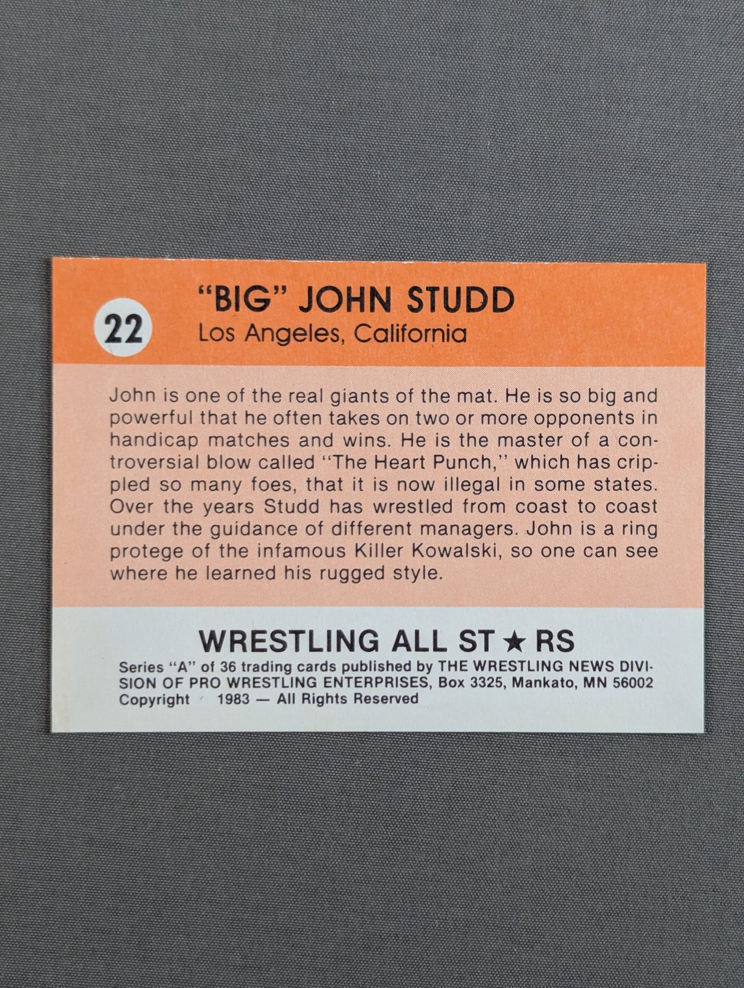 ★1983 WRESTLING ALL STARS Series A★ ビッグ・ジョン・スタッド
