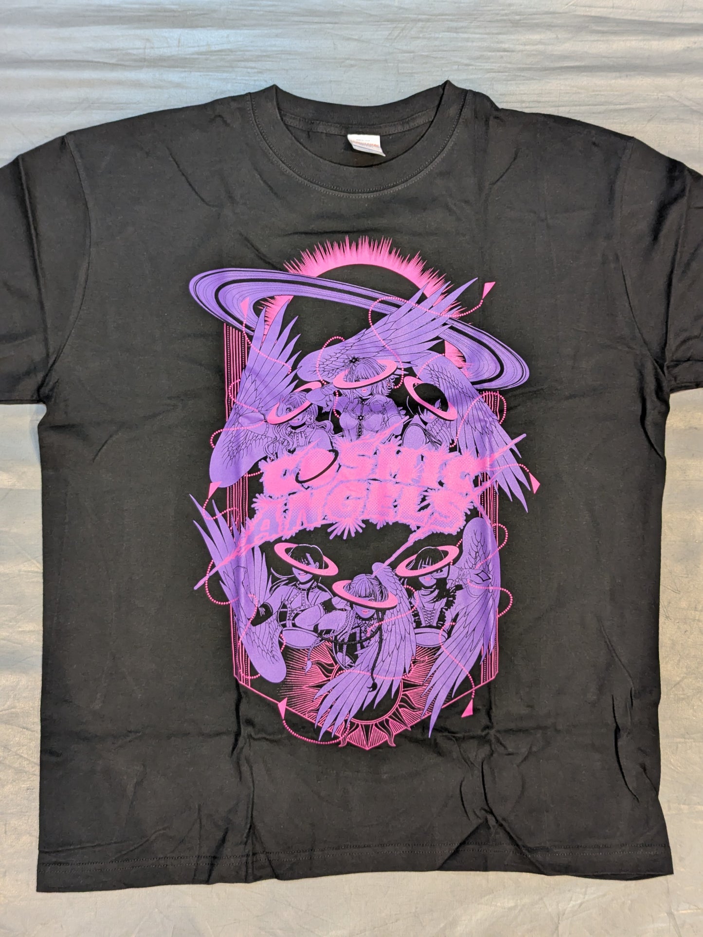 COSMIC ANGELS Illustrated Sleeve T-Shirt