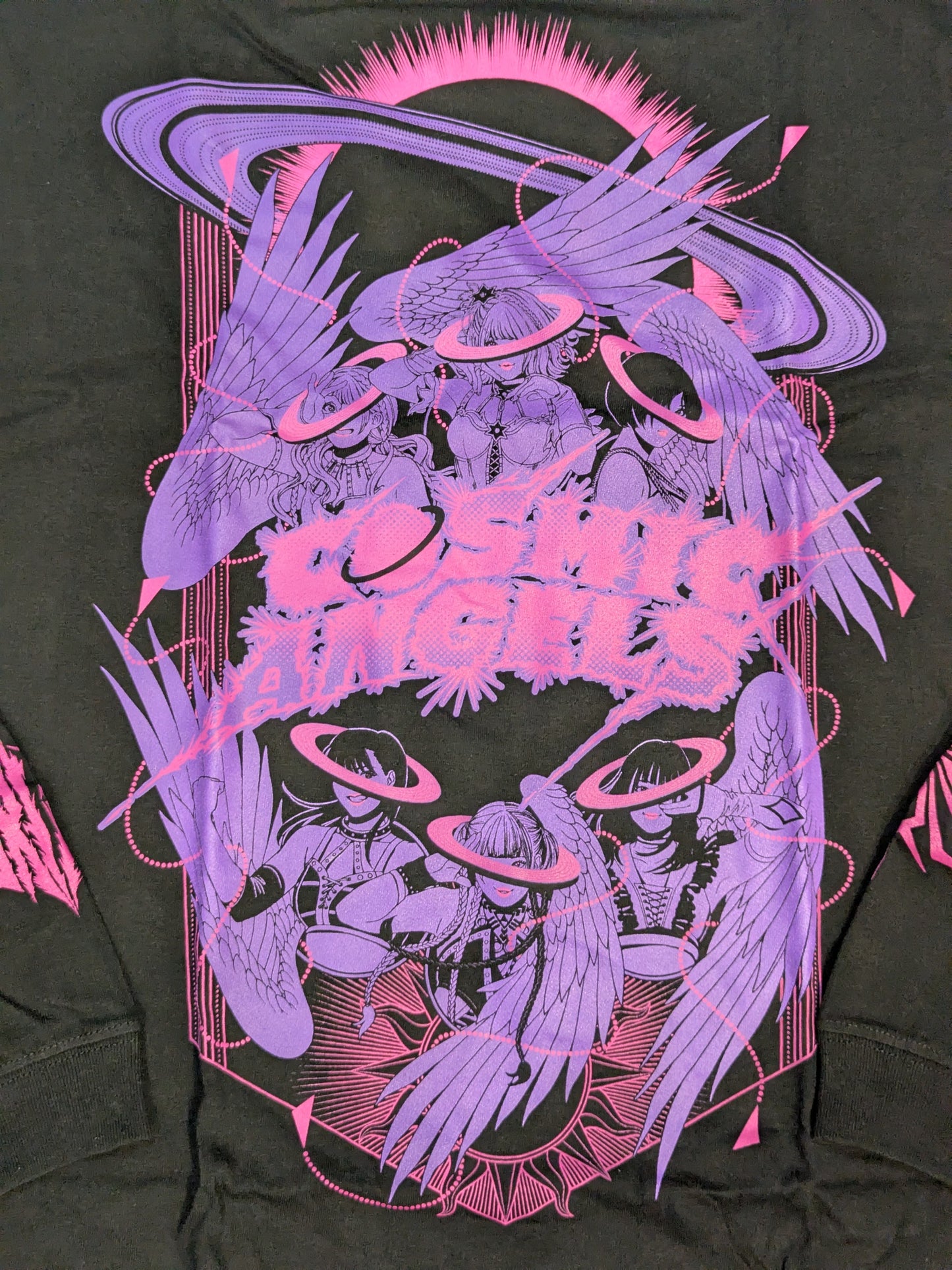 COSMIC ANGELS Illustrated Sleeve T-Shirt