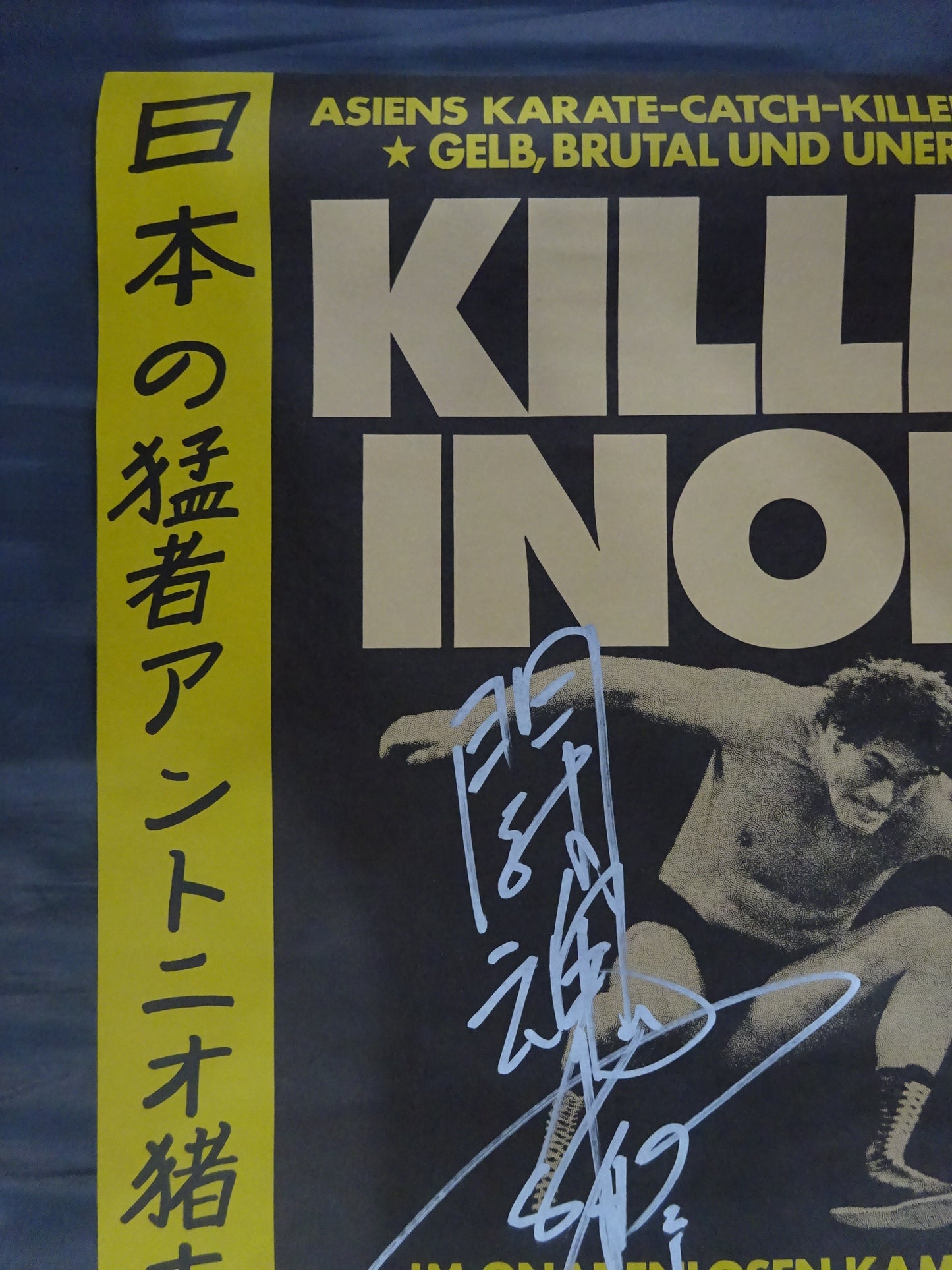 ★ "Fighting Spirit" hand signed autograph !! ★ Stuttgart Tragedy: Antonio Inoki  vs Laurent Bock