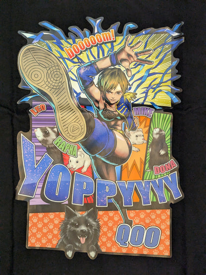 Yoshiko Hasegawa: "booooom!" Illustration T-shirt (Black)
