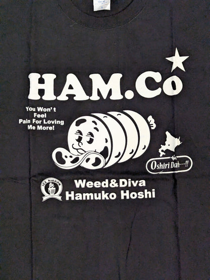 Hamuko Hoshi  "HAM.Co" T-shirt (2) (Black)