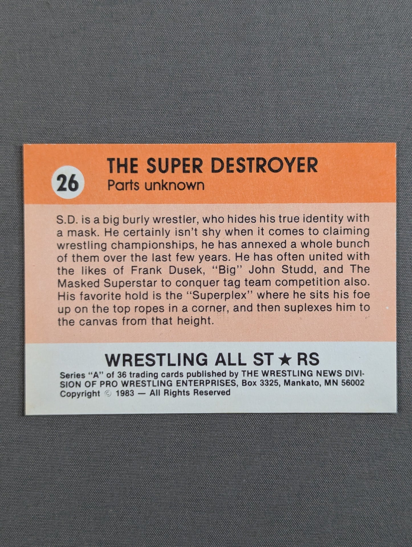 ★1983 WRESTLING ALL STARS Series A★ ザ・スーパー・デストロイヤー