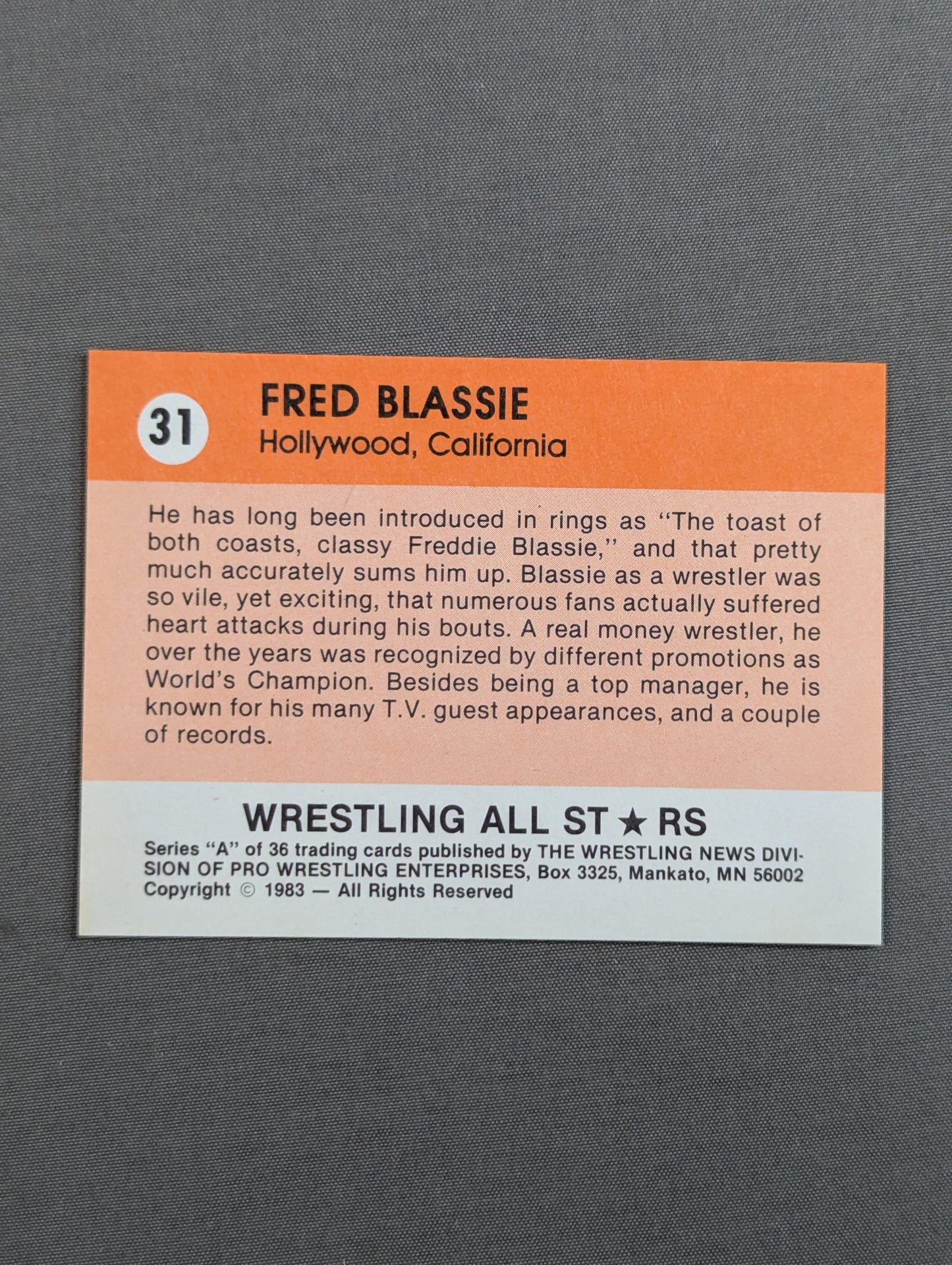 ★1983 WRESTLING ALL STARS Series A★ フレッド・ブラッシー