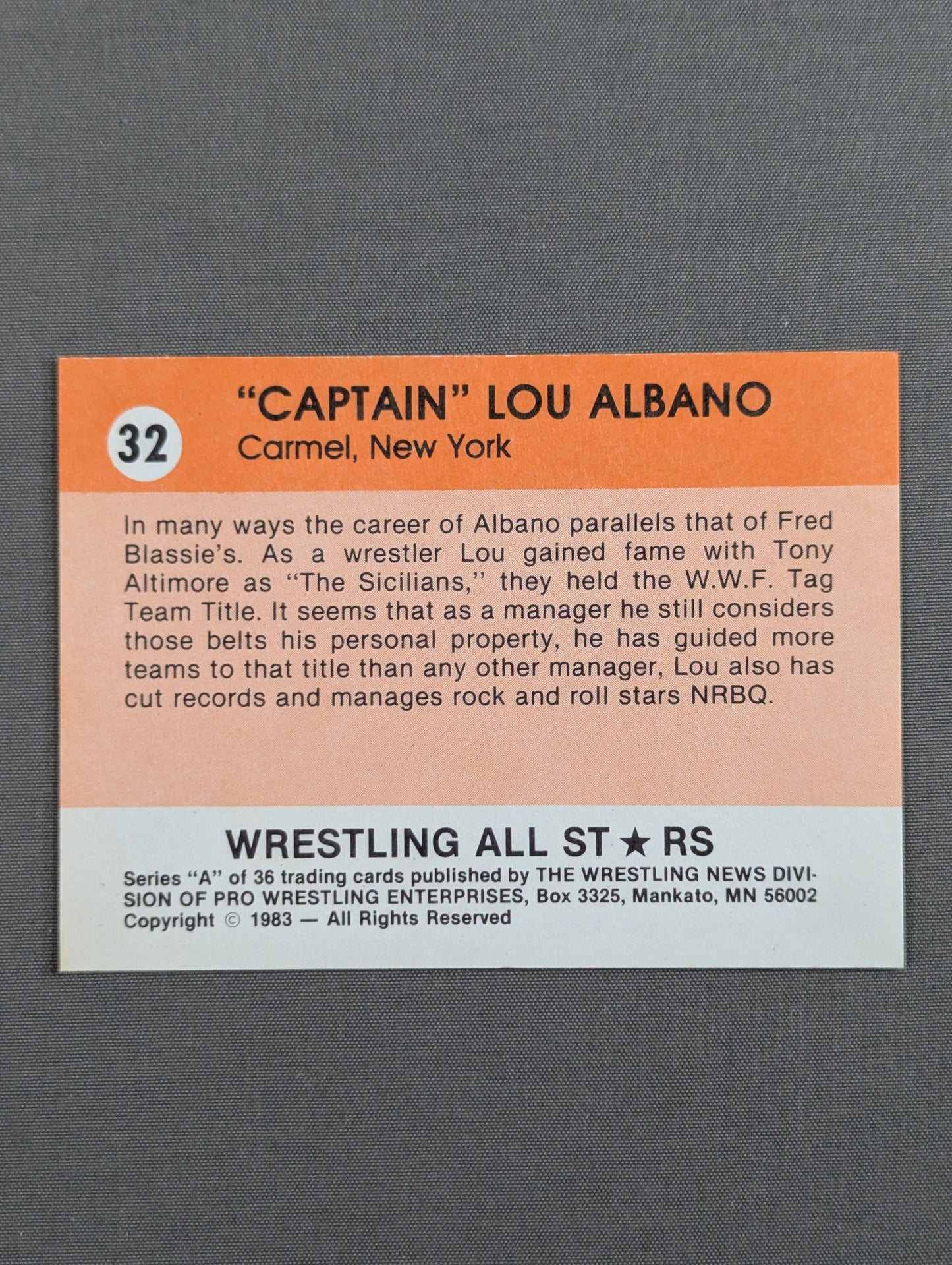 ★1983 Wrestling ALL STARS Series A★ Captain Lou Albano 