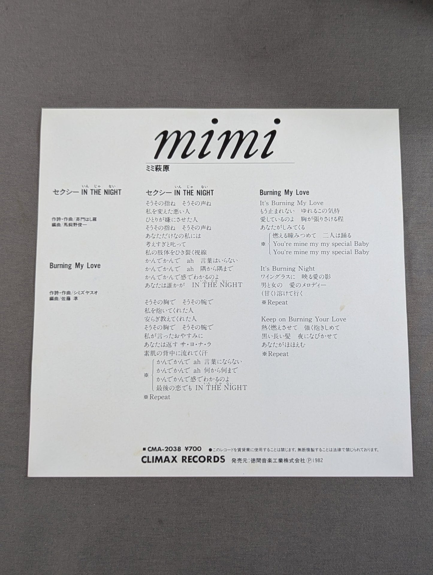 SEXY IN THE NIGHT / MIMI HAGIWARA