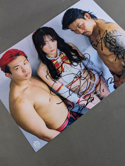 Saki Akai  & Yukio Sakaguchi 2 hand signed autographs  Pro-Photo 
