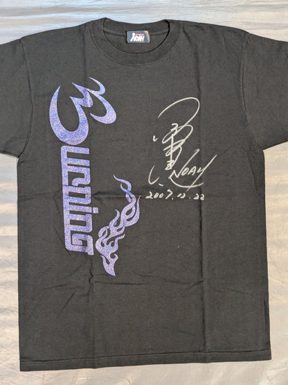 【直筆サイン入り】小橋建太「BURNING」Tシャツ①(ブラック×パープル)