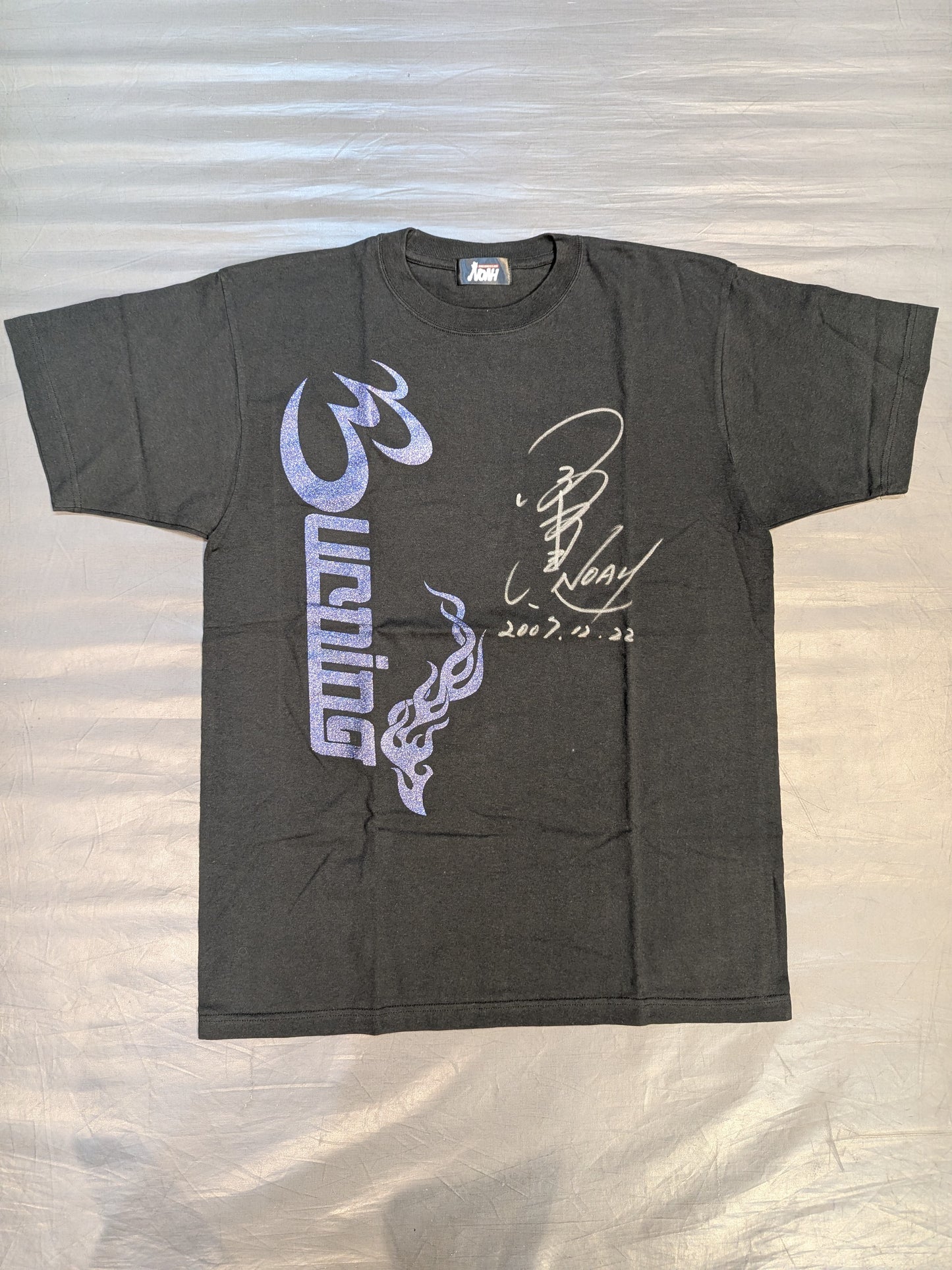 【直筆サイン入り】小橋建太「BURNING」Tシャツ①(ブラック×パープル)