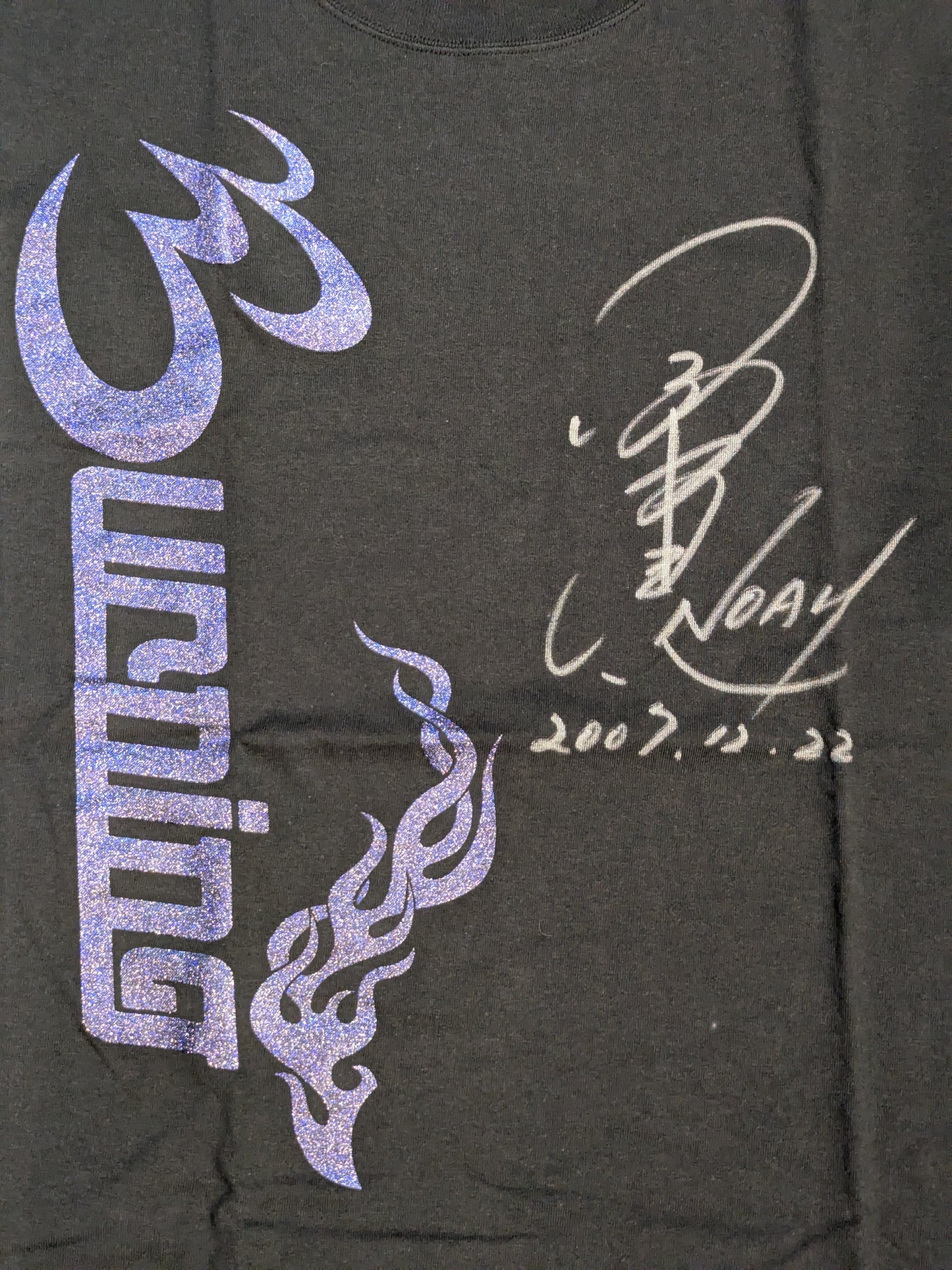 【直筆サイン入り】小橋建太「BURNING」Tシャツ①(ブラック×パープル)