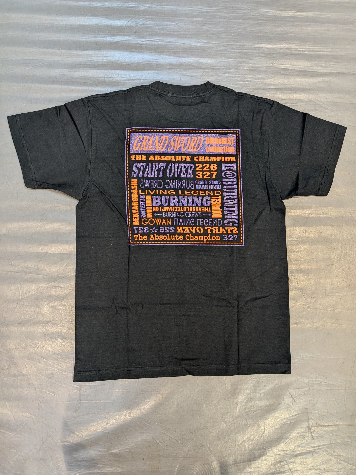 【直筆サイン入り】小橋建太「BURNING」Tシャツ②(ブラック×パープル)