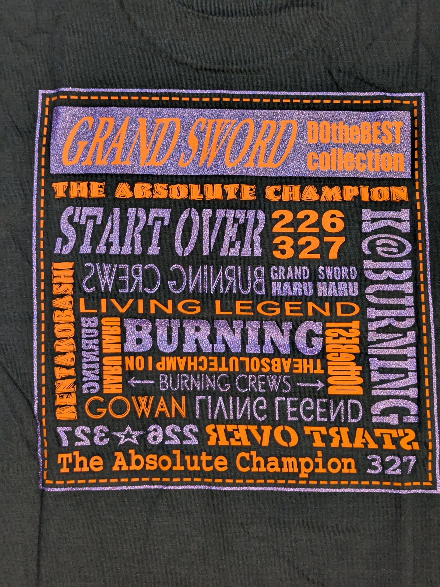 【直筆サイン入り】小橋建太「BURNING」Tシャツ②(ブラック×パープル)