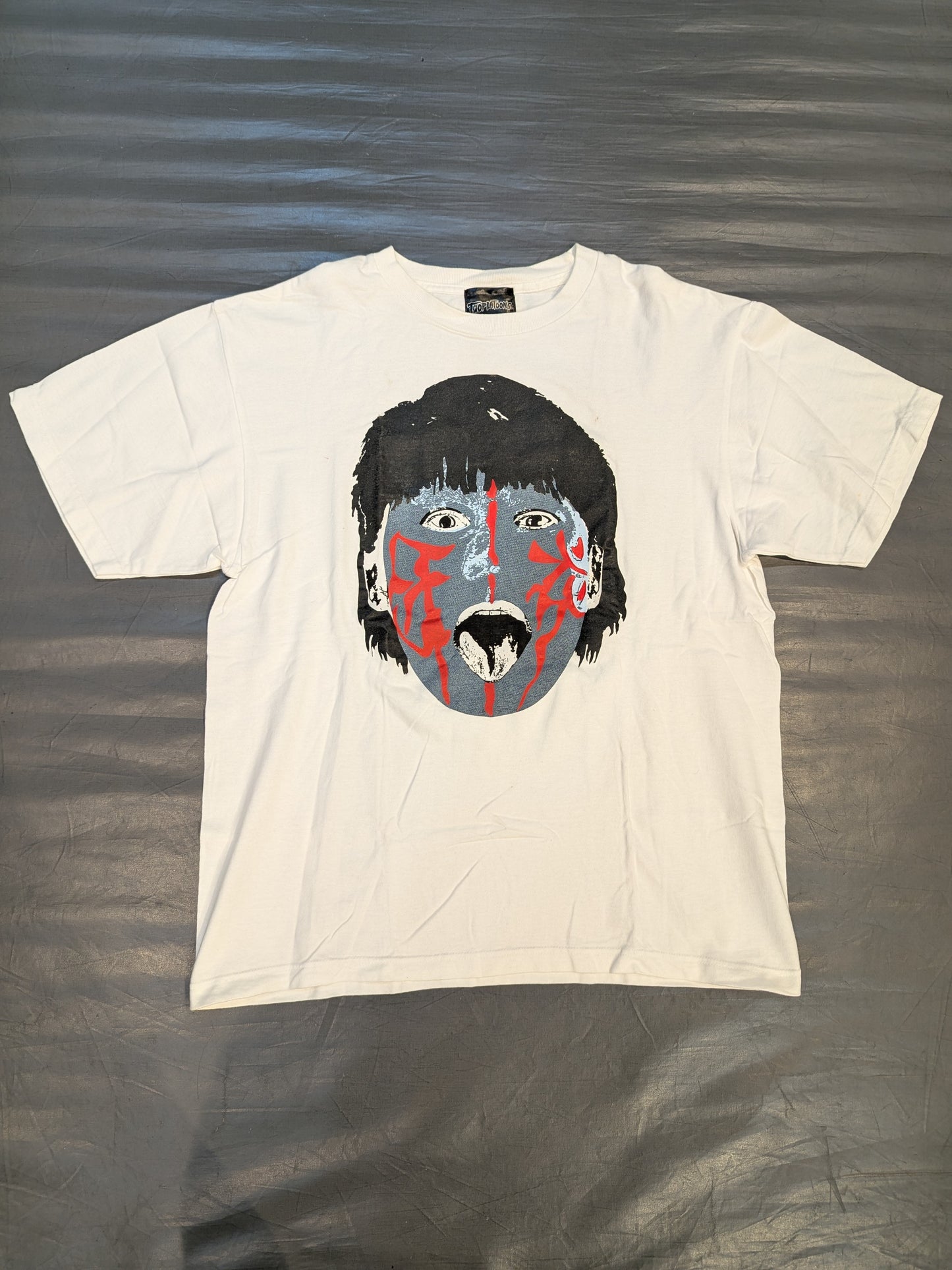 グレート・ムタ×TWOPLATOONS コラボTシャツ(青×赤ペイント)
