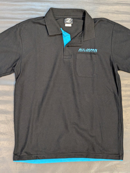 All Japan Pro Wrestling  "40th ANNIVERSARY" Polo Shirt (Black× Light Blue)