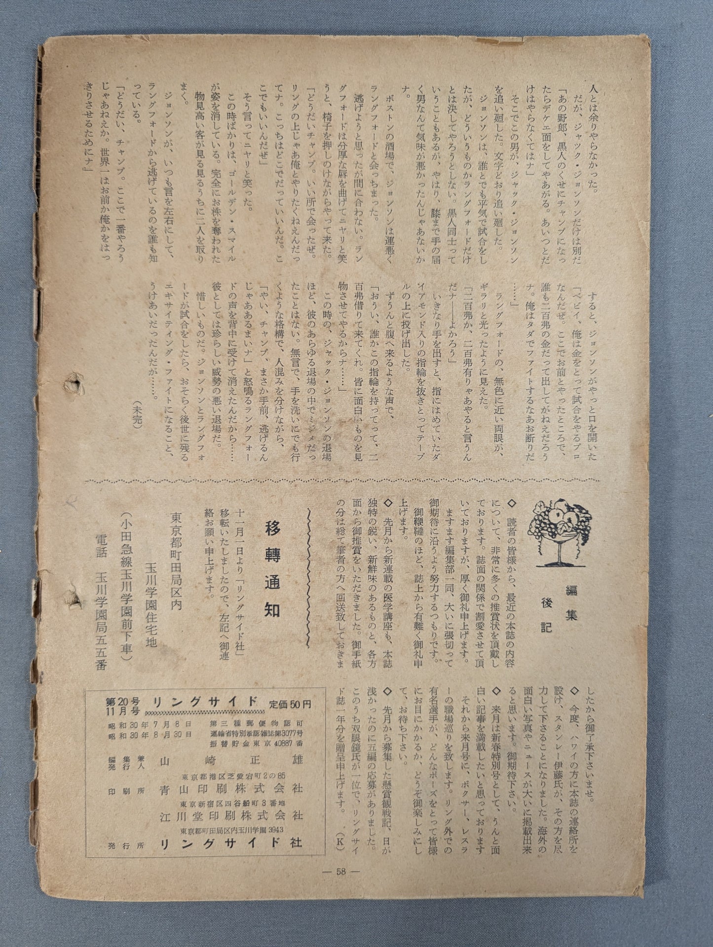 リングサイド 1956年12月号