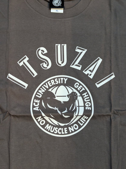 棚橋弘至「ITSUZAI ユニバーシティ」Tシャツ(チャコールグレー×ホワイト)