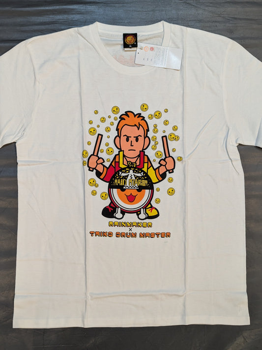 新日本プロレス×太鼓の達人「オカダ・カズチカ RAINMAKER」Tシャツ(ホワイト)