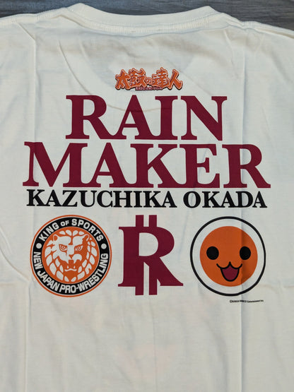 新日本プロレス×太鼓の達人「オカダ・カズチカ RAINMAKER」Tシャツ(ホワイト)