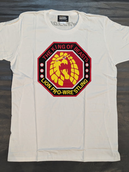 Papa wa Ragnaru Mon Champion 'Lion Pro Wrestling' T-shirt (White)