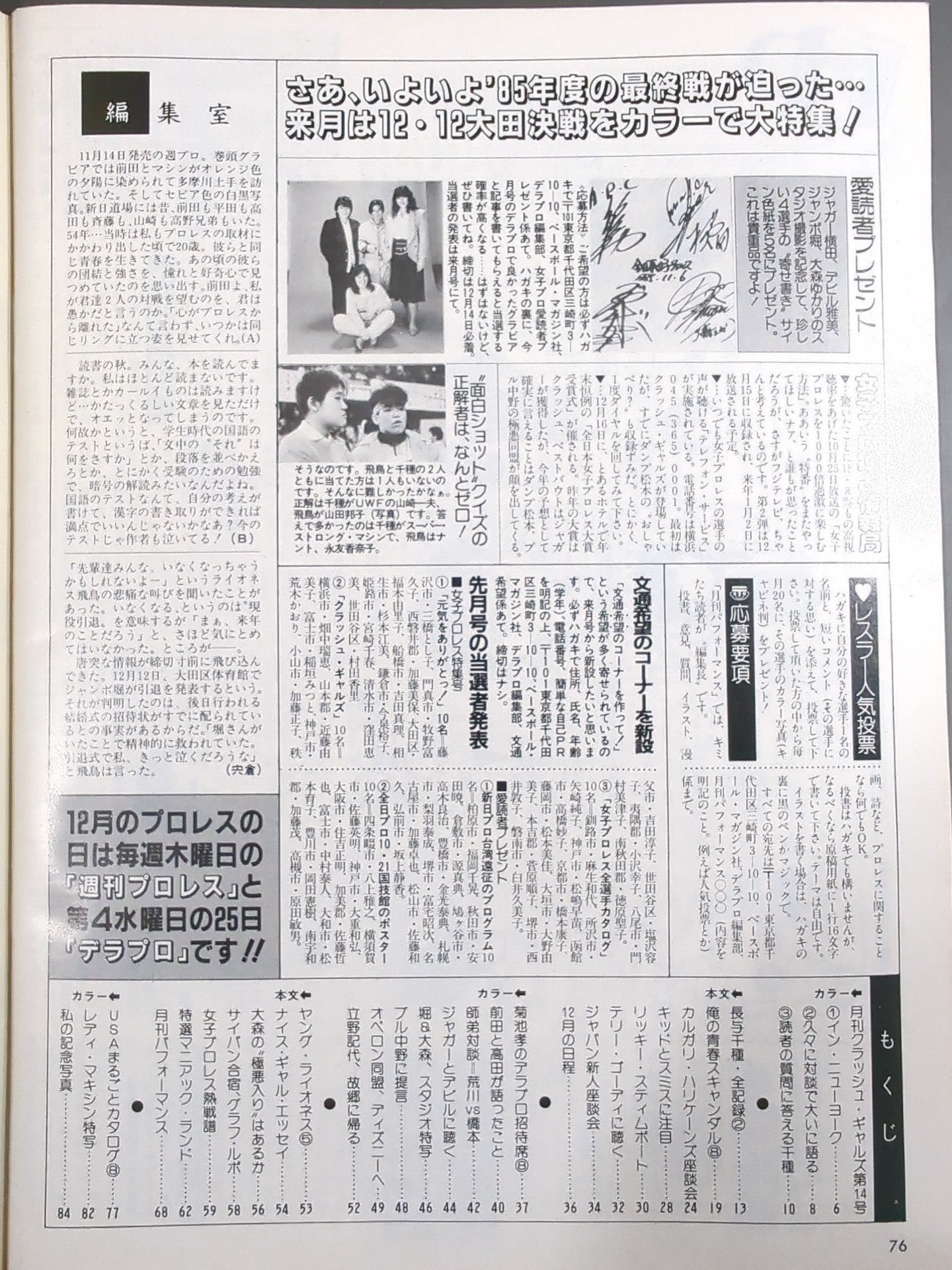 デラックスプロレス 1986年1月号