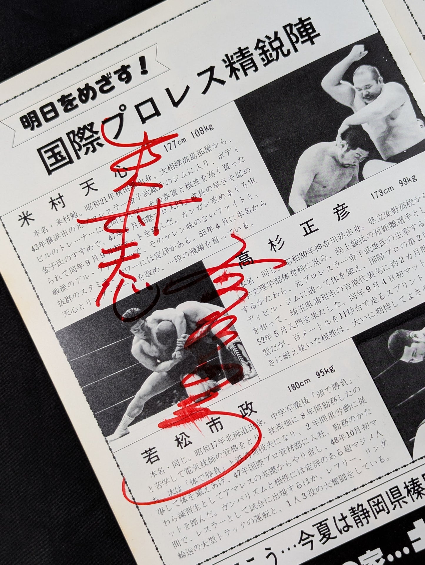 【10選手 直筆サイン入り】81スーパーファイトシリーズ / ルー・テーズ杯争奪リーグ戦
