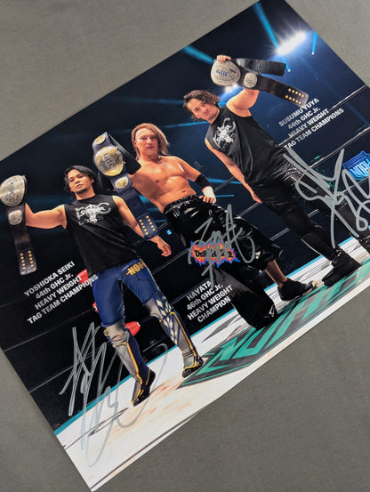 ★GHC Jr★ HAYAT＆吉岡＆進 3選手直筆サイン入り ポートレート
