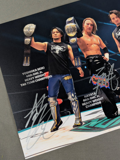 ★GHC Jr★ HAYAT＆吉岡＆進 3選手直筆サイン入り ポートレート