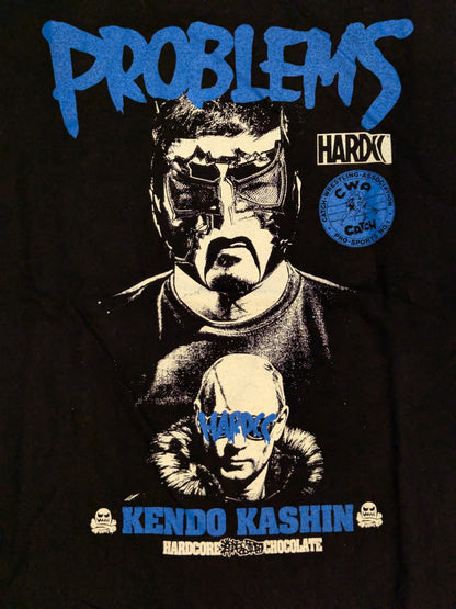 ケンドー・カシン「PROBLEMS へそ曲がり逆十字ブラック」Tシャツ②