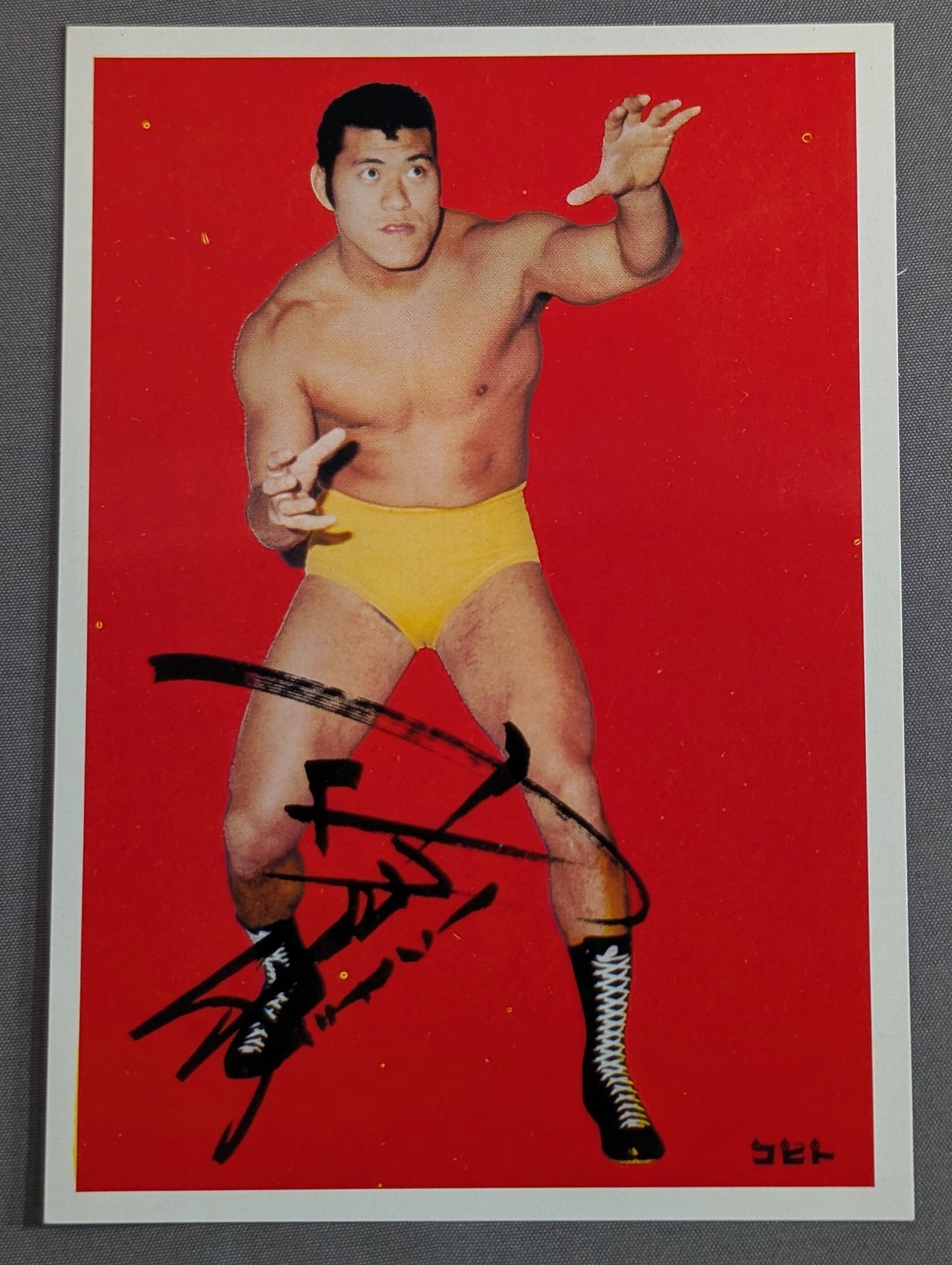 ★昭和レトロ★  日本プロレス コビト製菓 ブロマイドセット 【ジャイアント馬場 直筆サイン入り】