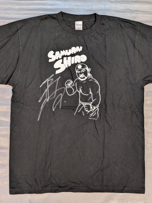 【越中詩郎 直筆サイン入り】サムライ・シロー(越中詩郎) イラストTシャツ