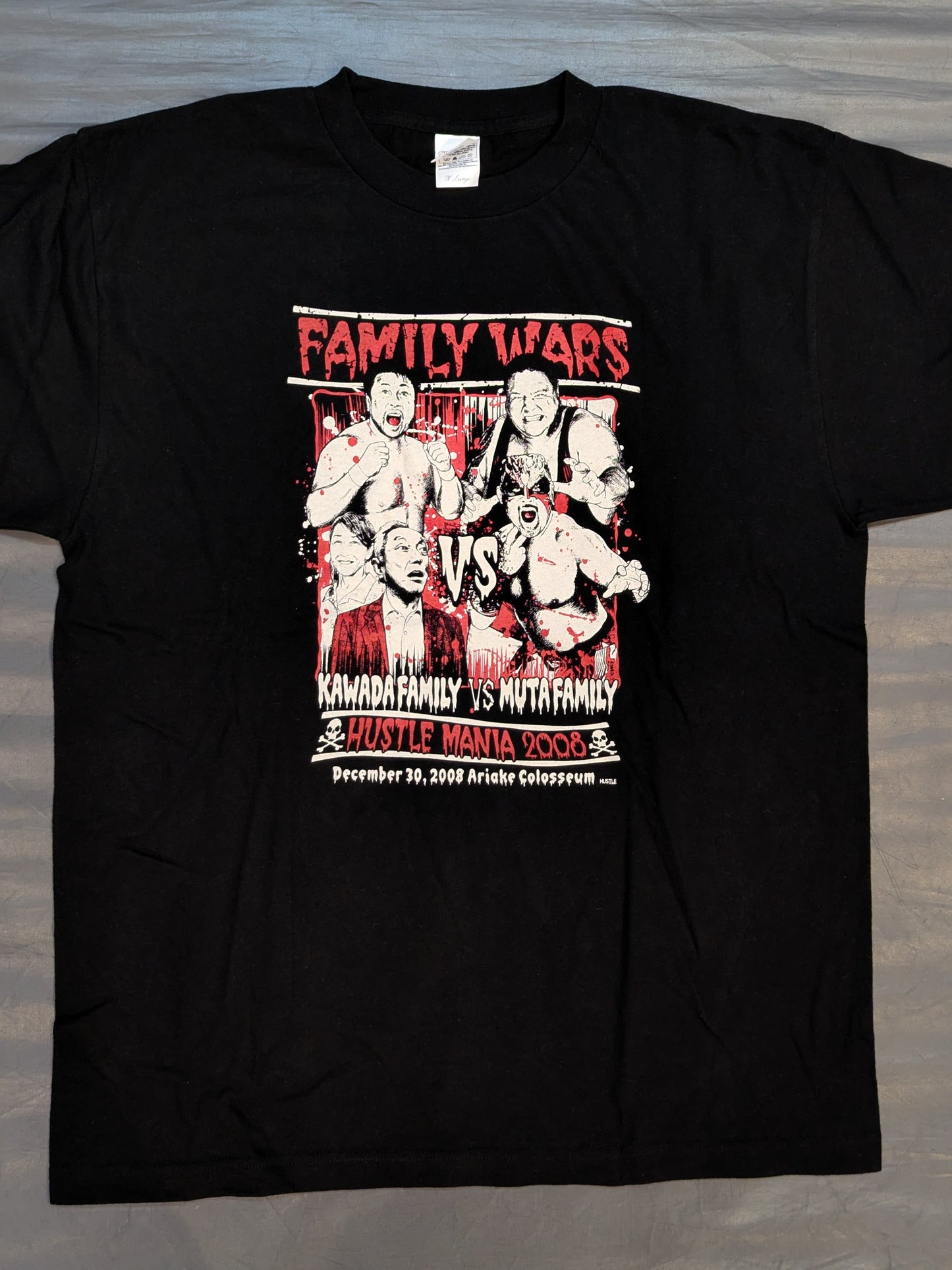[2 fighters hand signed autograph ] HUSTLE MANIA 2008 "FAMILY WARS" Picture T-Shirt