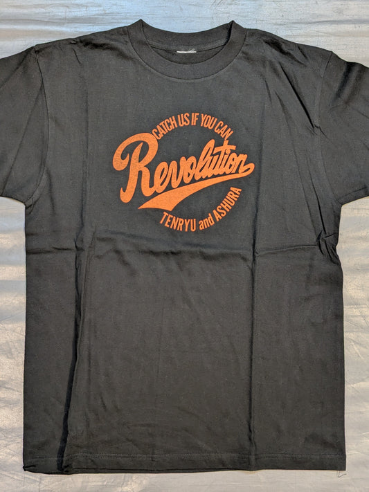 天龍源一郎＆阿修羅・原「Revolution」Tシャツ(ブラック×オレンジ)