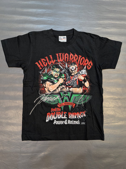 [Power Warrior & Animal Warrior 2 hand signed autographs] HELL WARRIORS "DOUBLE IMPACT" Illustration T-Shirt