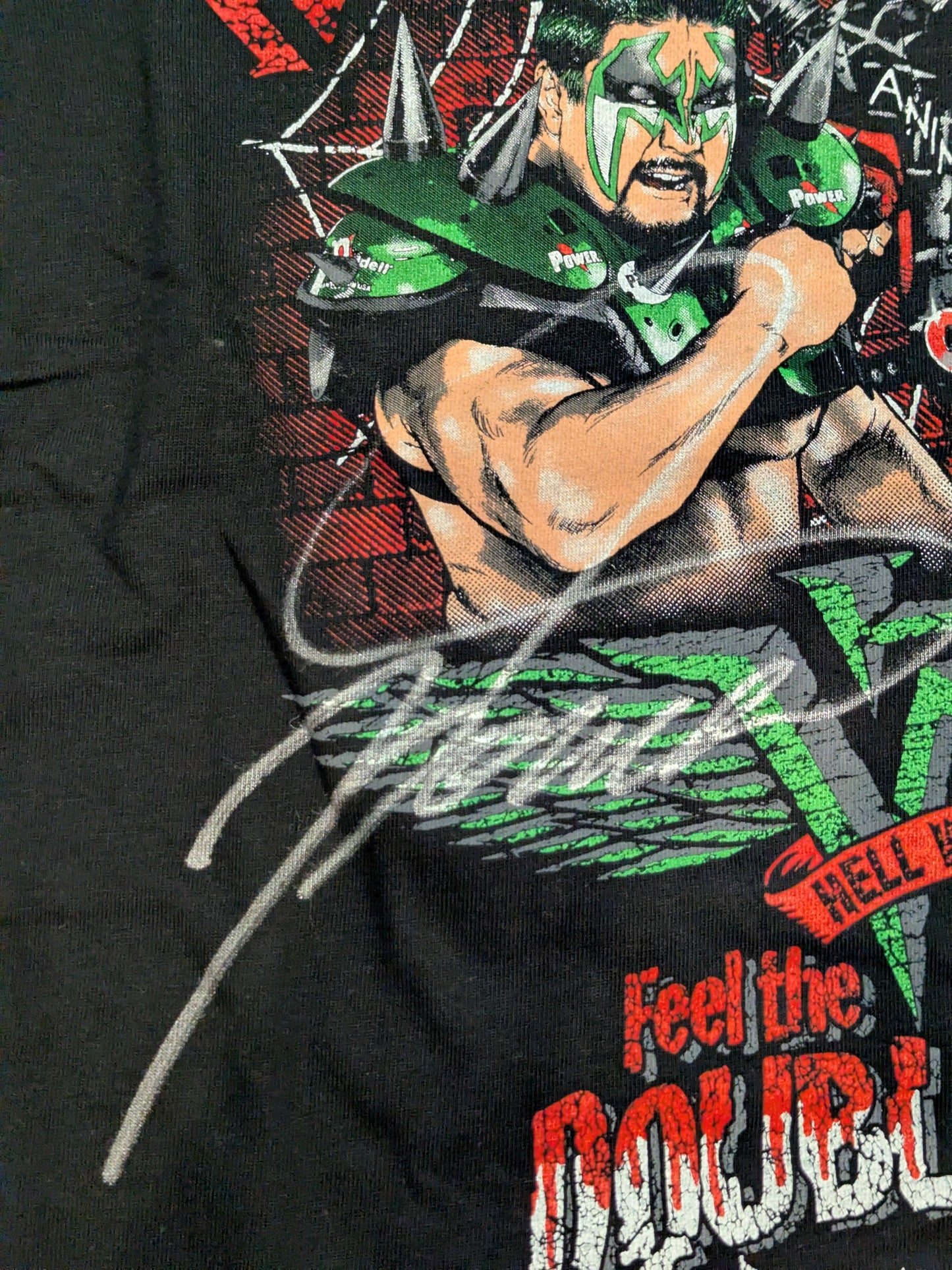 [Power Warrior & Animal Warrior 2 hand signed autographs] HELL WARRIORS "DOUBLE IMPACT" Illustration T-Shirt