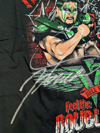 [Power Warrior & Animal Warrior 2 hand signed autographs] HELL WARRIORS "DOUBLE IMPACT" Illustration T-Shirt