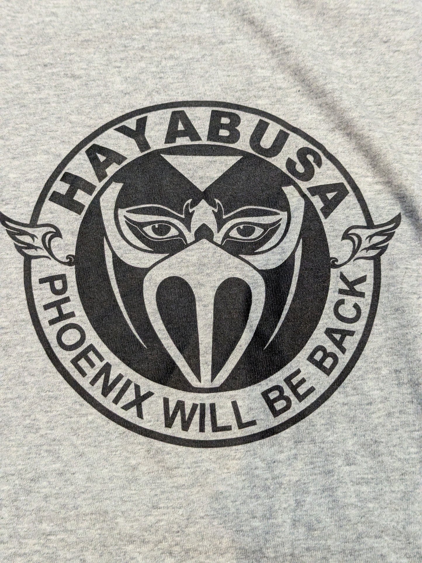 ハヤブサ「PHOENIX WILL BE BACK」ラグランTシャツ①(グレー×ブラック)