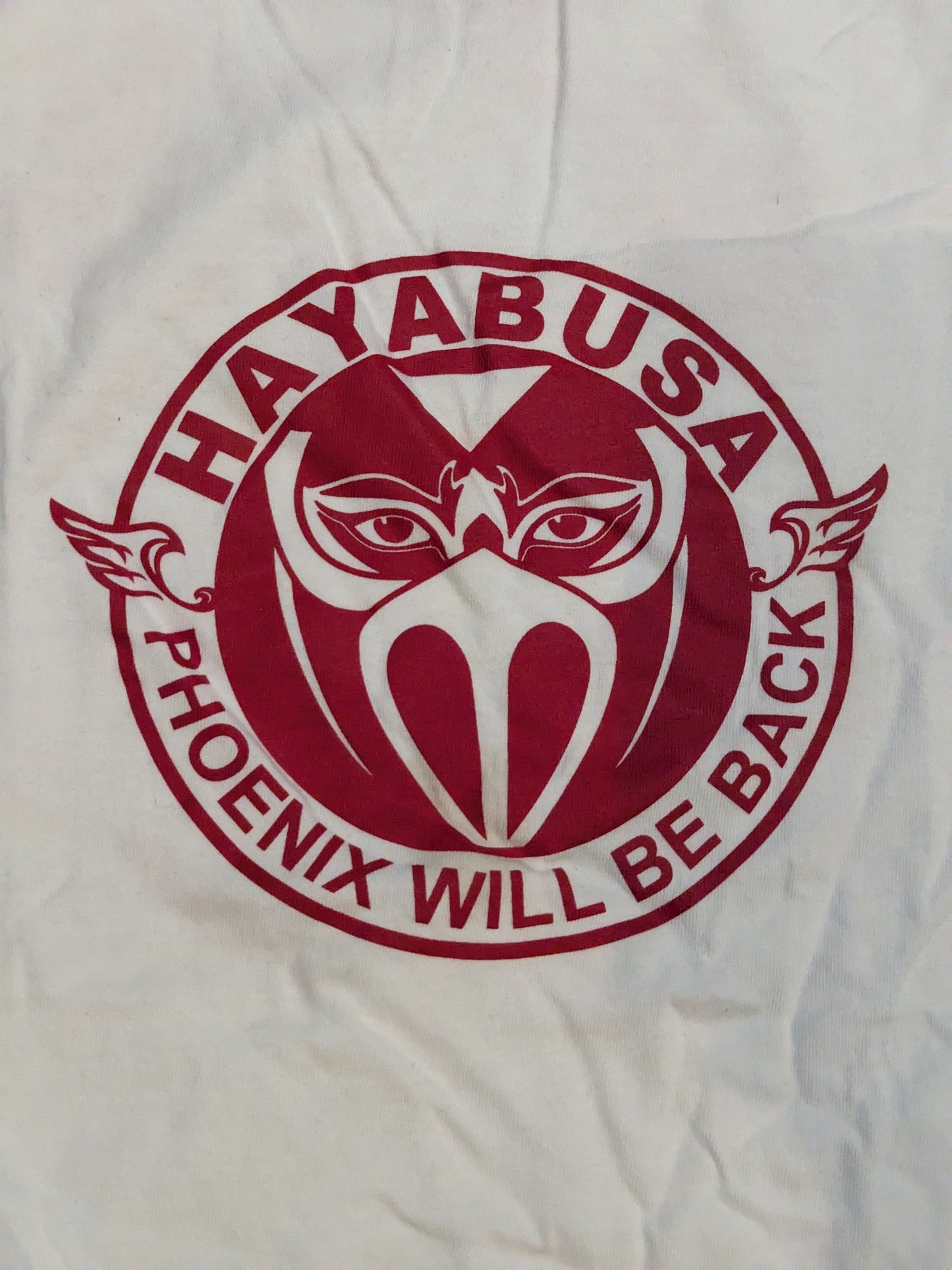 ハヤブサ「PHOENIX WILL BE BACK」ラグランTシャツ②(ホワイト×レッド)