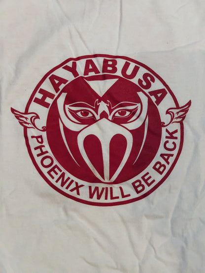 ハヤブサ「PHOENIX WILL BE BACK」ラグランTシャツ②(ホワイト×レッド)