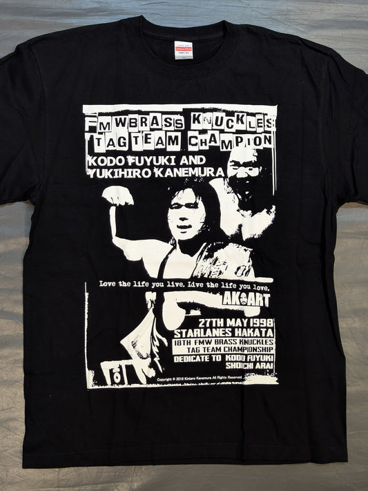 金村キンタロー＆冬木弘道「FMW 世界ブラスナックルタッグチームチャンピオン」Tシャツ