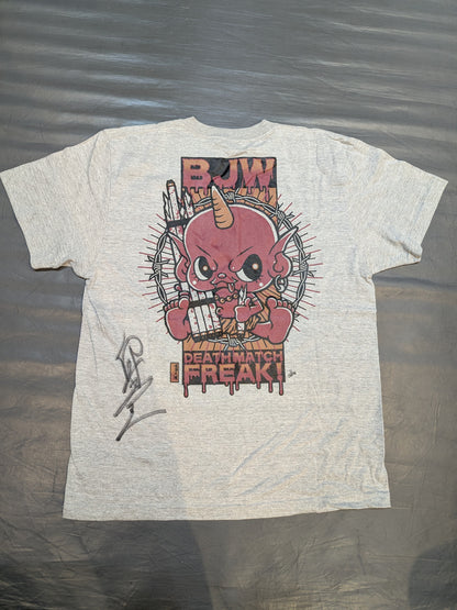 【伊東竜二 直筆サイン入り】大日本プロレス「DEATHMATCH FREAK!」Tシャツ(グレー)