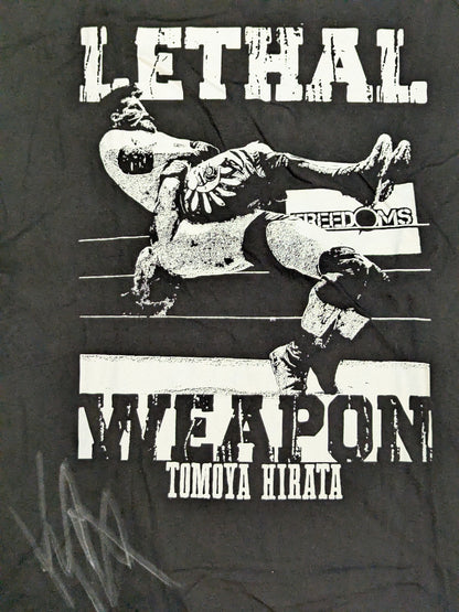 【hand signed autograph】  Tomoya Hirata × CORAZON "LETHAL WEAPON" Picture T-Shirt (White)