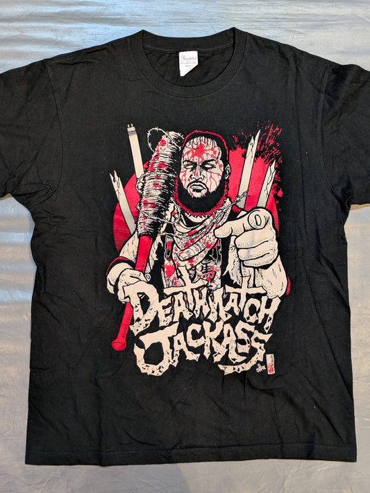 デイル・パトリックス「DEATHMATCH JACKASS」イラストTシャツ(ブラック)