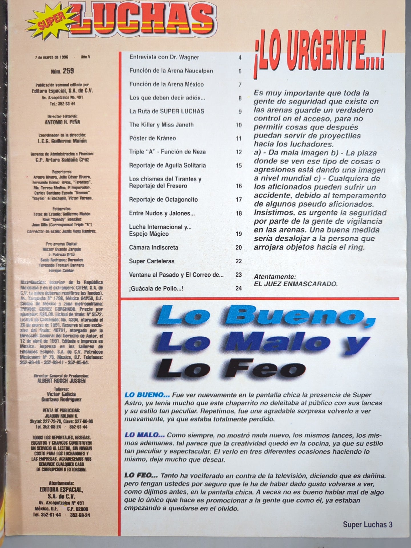 SUPER LUCHAS NACIONAL E INTERNACIONAL No.259